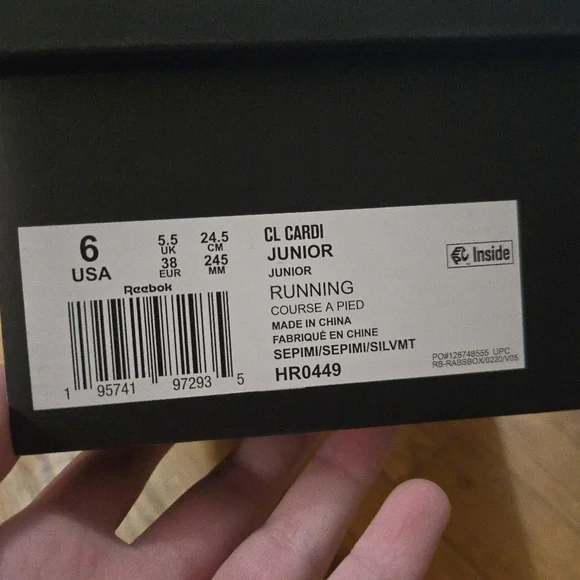 Reebok Cardi B Classic Leather Shoes in Semi Pixel Mint Junior Running - Picture 9 of 9